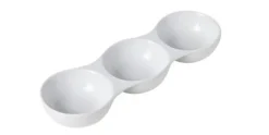 Aperoschaaltje met drie vakjes 24 cm x 7,5 cm wit