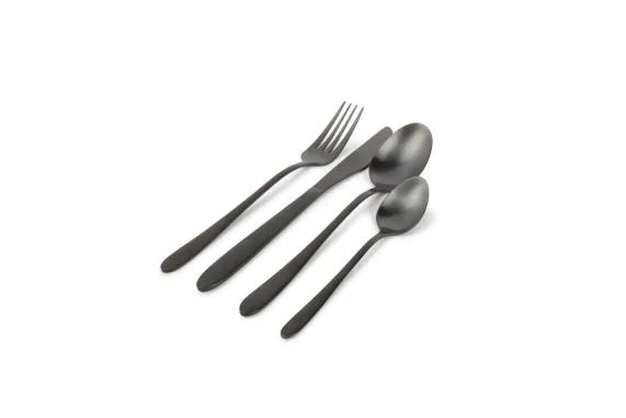 Bestekset 24 dlg mat zwart Slim