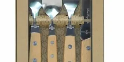 Bestekset Lou Laguiole Canopee Zilver Met Houten Handvat 24-delig