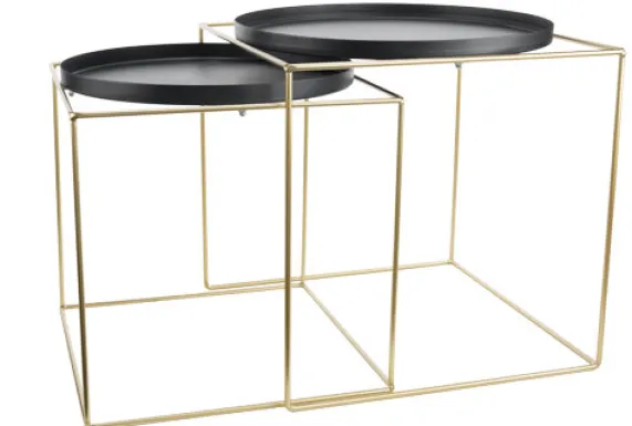 Bijzettafel 2-delig Mat Zwart Metaal Cosy & Home