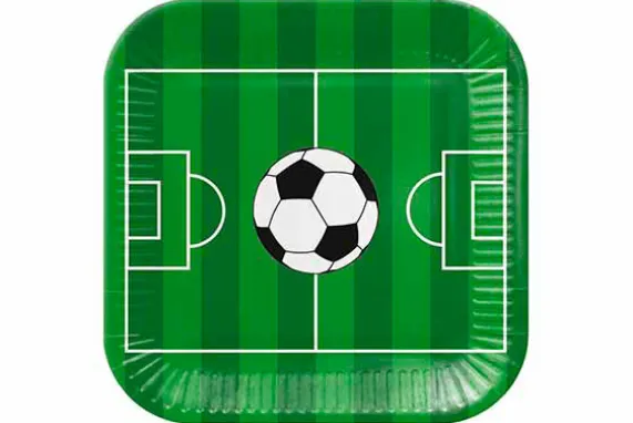 Bord karton vierkant 23 cm voetbal set van 8 PAW