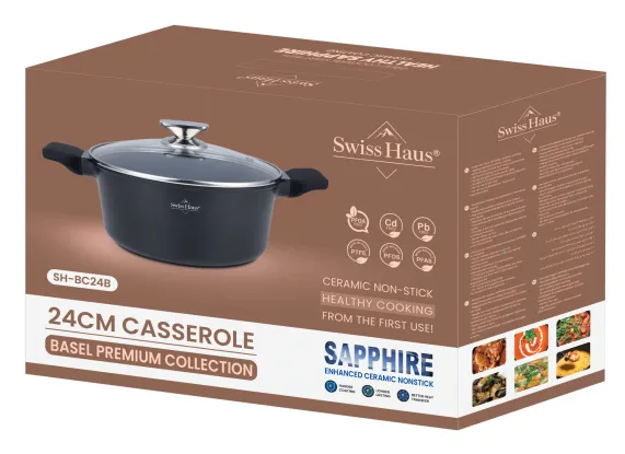 Braadpan 24 cm marmeren coating 4 liter