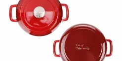 Braadpan gietijzer 24 cm rood Fontestic