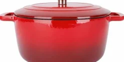 Braadpan gietijzer 24 cm rood Fontestic