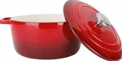 Braadpan gietijzer 24 cm rood Fontestic