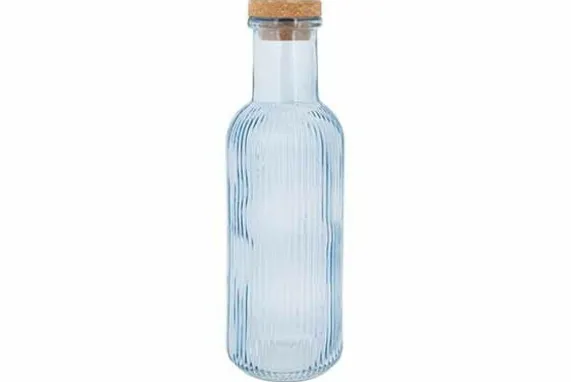 Fles 1 liter met kurk Raya Blauw