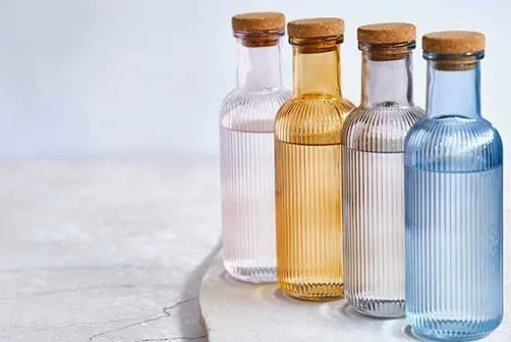 Fles 1 liter met kurk Raya Blauw