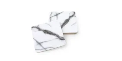 Glasonderzetters 10 cm marmer look wit