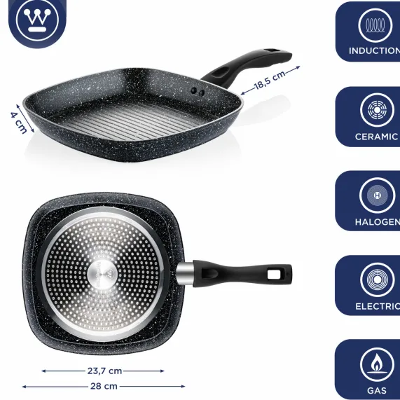 Grillpan 28 cm Black Marble Westinghouse