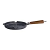 Grillpan 25 cm gietijzer houten steel Ronneby Bruk Maestro