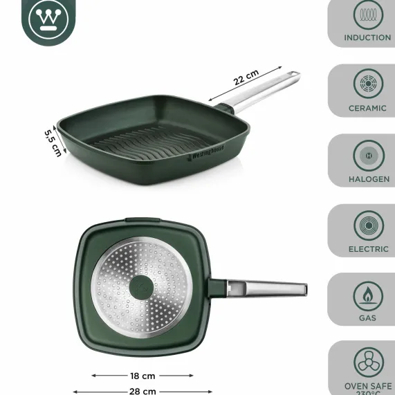 Grillpan 28 cm Groen Performance Series Inductie Westinghouse