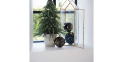 Kerstbal blauw glitters 10cm kunststof
