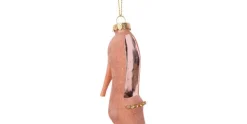 Kerstbal hanger schoen roze 10 cm