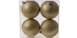 Kerstballen 4 st goud glitter