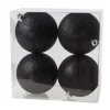 Kerstballen 4 st zwart glitter