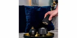 Kerstbal / theelichthouder zwart 7 cm