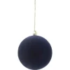 Kerstbal velvet blauw 10cm kunststof