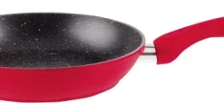Koekenpan 24 cm marmeren coating rood