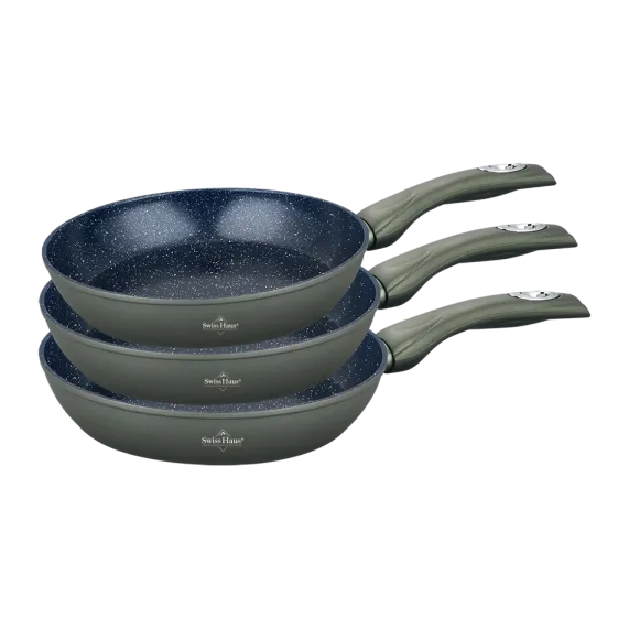 Koekenpannen set 3-delig keramische coating olijfgroen