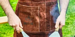 Leren schort met 2 zakken bruin Accessoires