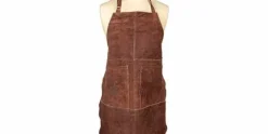 Leren schort met 2 zakken bruin Accessoires