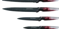 Messenset marmeren coating 6-delig rood grijs