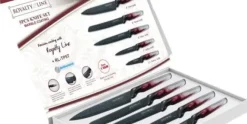 Messenset marmeren coating 6-delig rood grijs