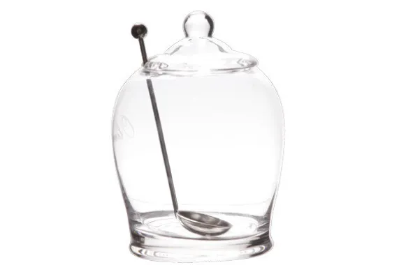 Olijfpot glas 14 cm met lepel