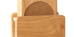 Onderzetters in houder Rubberwood