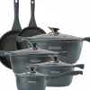 Pannenset 10 delig marmeren coating zilver limited