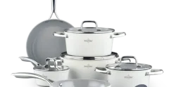 Pannenset keramische coating 14-delig creme