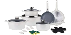 Pannenset keramische coating 19 delig Creme