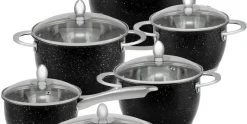 Pannenset Luxe 12-Delig RVS Sandwichbodem Black Line Edënbërg