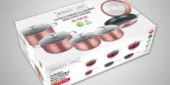 Pannenset marmeren coating 10-delig koper