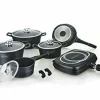 Pannenset marmeren coating 15-delig zwart