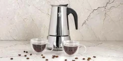 Percolator set 3 delig 6-kops met 2 glazen Omagio Steel
