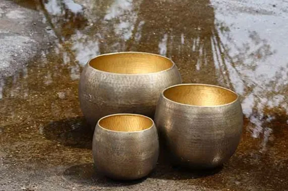 Potten set van 3 goudkleurig