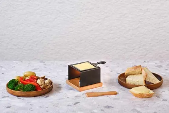 Raclette vierkant gaatjes met spatel Aspen