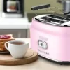 Retro Broodrooster 2 Slice Toaster Roze Westinghouse
