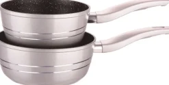 Sauspannen set 18 en 20 cm marmeren coating Royalty Line zilver
