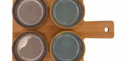 Serveerplank bamboe met 4 schaaltjes