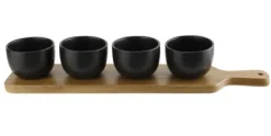 Serveerplank 42cm met 4 apero potjes