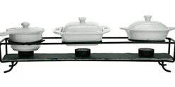 Set schotelverwarmer en 3 potjes