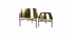 Sierpot 2-delig op Staander Rond Goud Patio