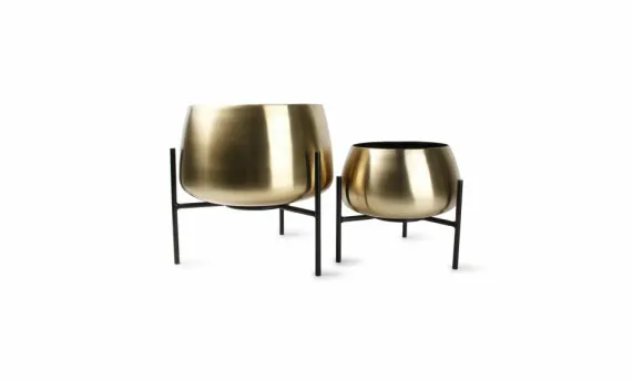 Sierpot 2-delig op Staander Rond Goud Patio