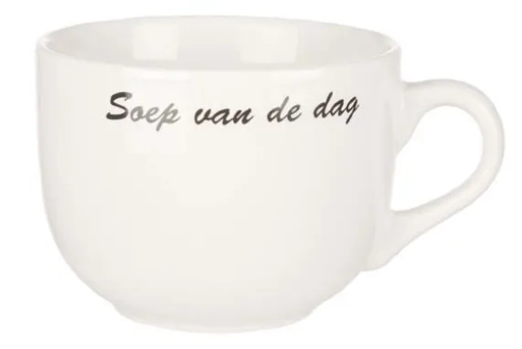 Soepkom wit met tekst 50cl