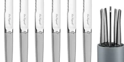 Steakmessen set Jet Satin in rond blok Lou Laguiole