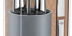 Steakmessen set Jet Satin in rond blok Lou Laguiole