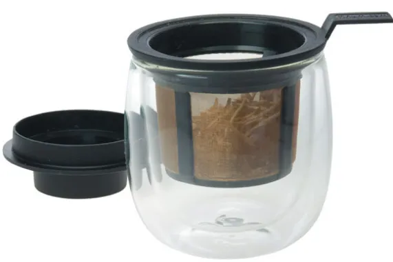 Theeglas met filter zwart 130 ml Finum