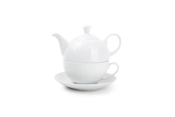 Theepot met kopje 45 cl wit porselein